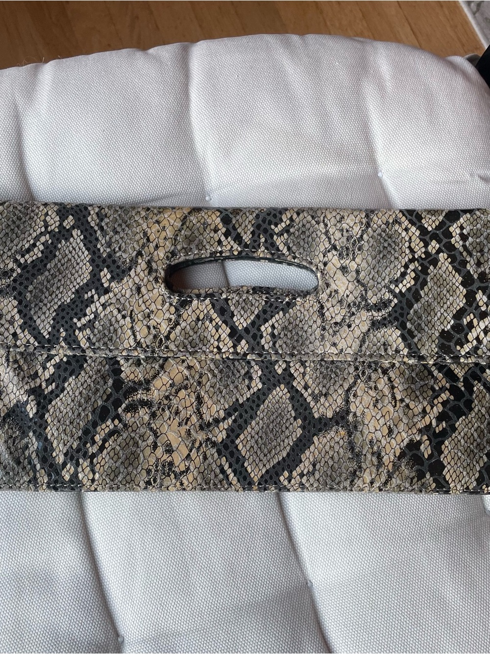 HOBO Black and Cream Snake-Print Clutch - Picture 2 of 5